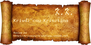 Krivácsy Krisztina névjegykártya